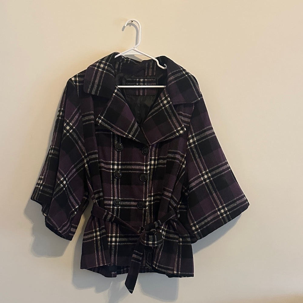 Stylish Plaid Jacket in Purple.